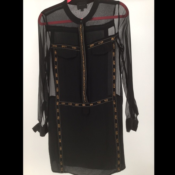 ARYN K Small Black Sheer Dress W/ Woven Inserts - Picture 13 of 15